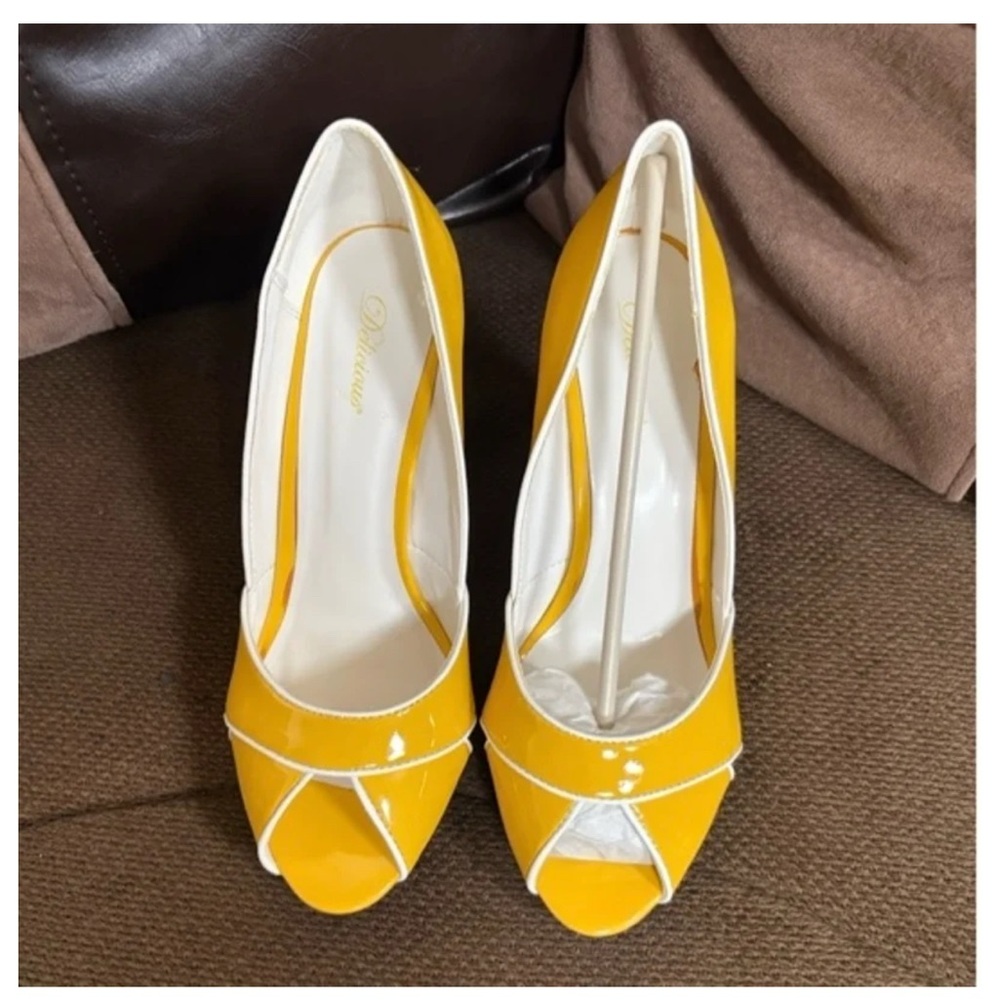 Delicious Yellow Peep-Toe Heels